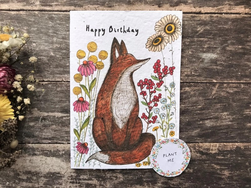 Plantable Seed Paper Birthday Card, Blank Inside (SU FOX)