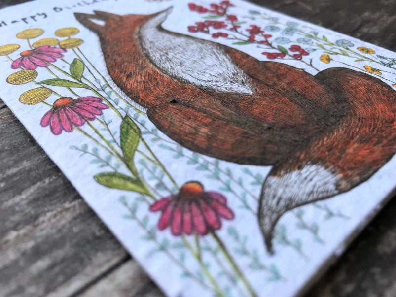 Plantable Seed Paper Birthday Card, Blank Inside (SU FOX)