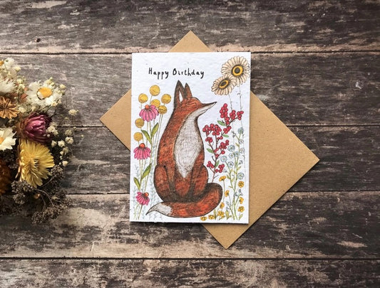 Plantable Seed Paper Birthday Card, Blank Inside (SU FOX)