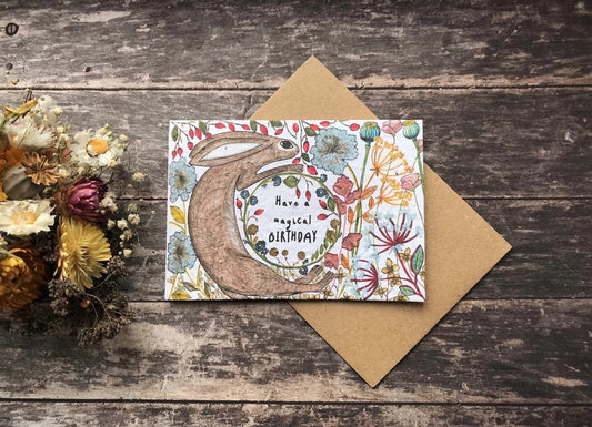 Plantable Seed Paper Birthday Card, Blank Inside (HB HARE)