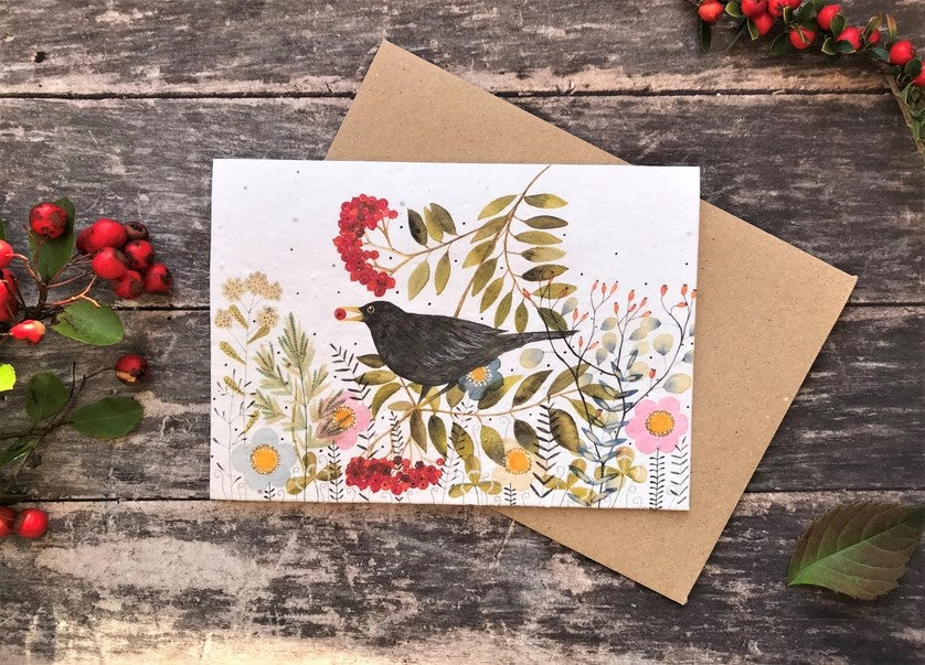 Plantable Seed Paper Birthday Card, Blank Inside (BIRD)