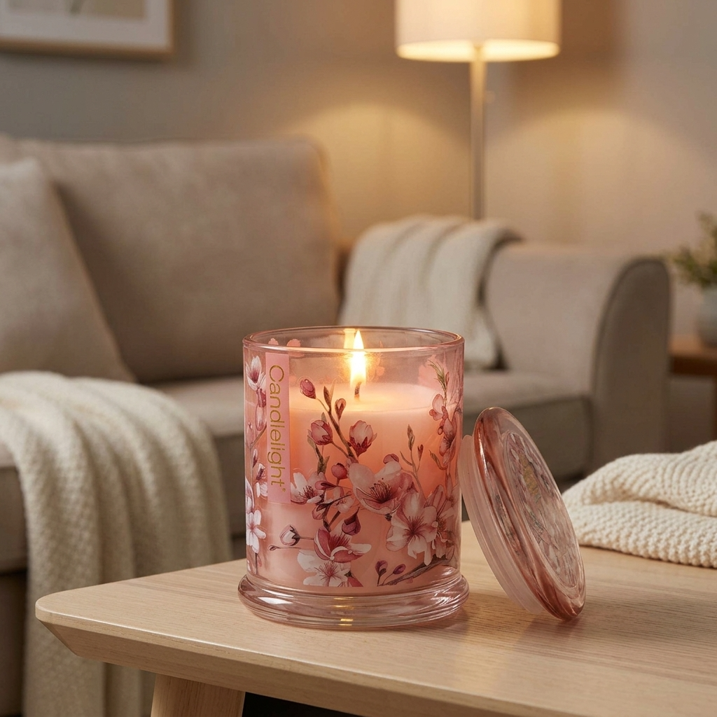 Candlelight Large Lidded Glass Candle – Cherry Blossom & Sakura
