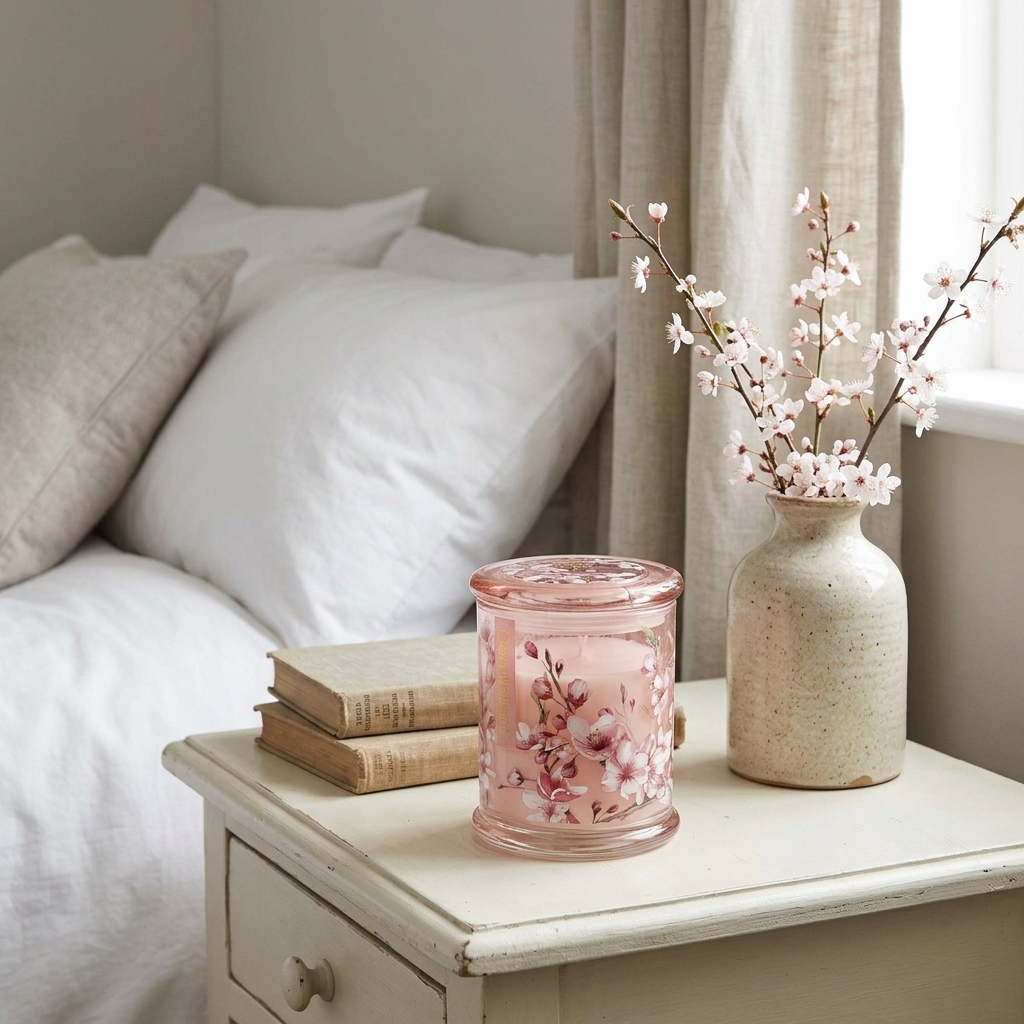 Candlelight Large Lidded Glass Candle – Cherry Blossom & Sakura