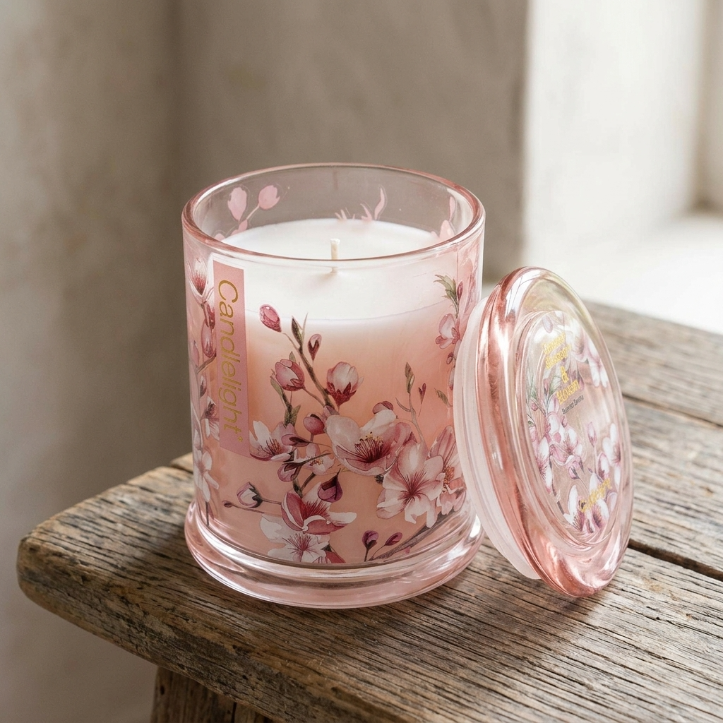 Candlelight Large Lidded Glass Candle – Cherry Blossom & Sakura
