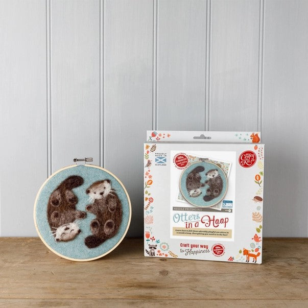 Otters in A Hoop Needle Felting Craft Kit