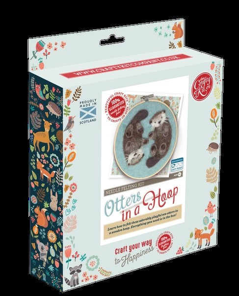 Otters in A Hoop Needle Felting Craft Kit