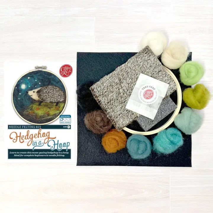 Hedgehog in A Hoop Needle Felting Craft Kit