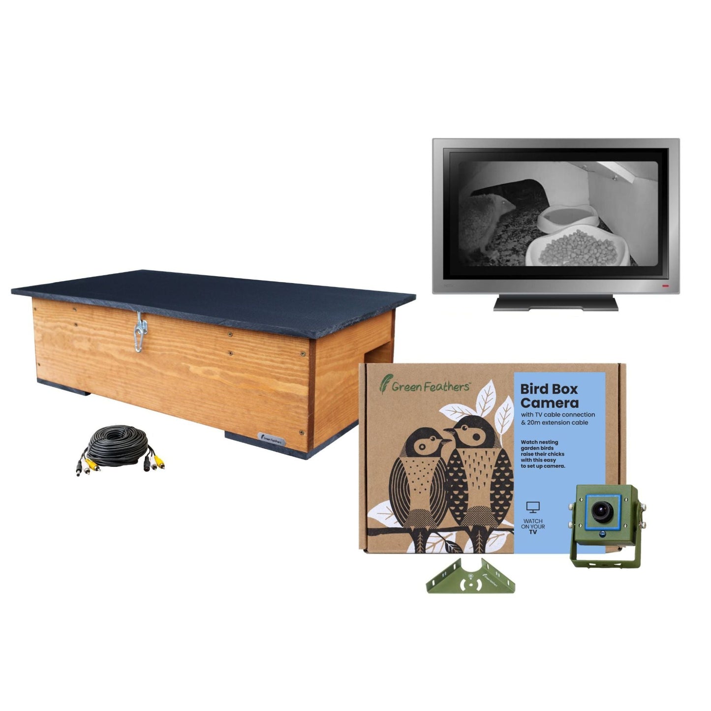 Green Feathers Cable Connection Hedgehog TV Camera Pack