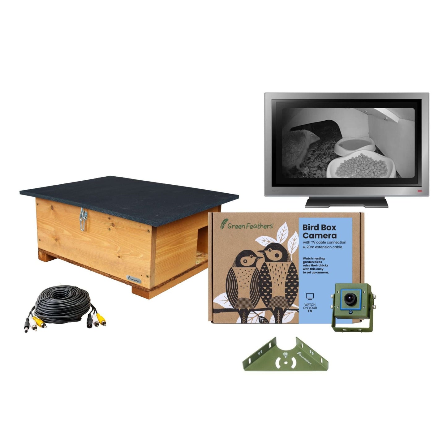 Green Feathers Cable Connection Hedgehog TV Camera Pack