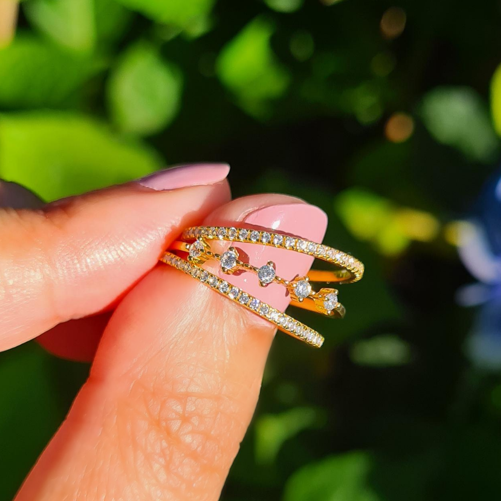Celeste Stacking Ring Set in Gold by Vianne Jewellery