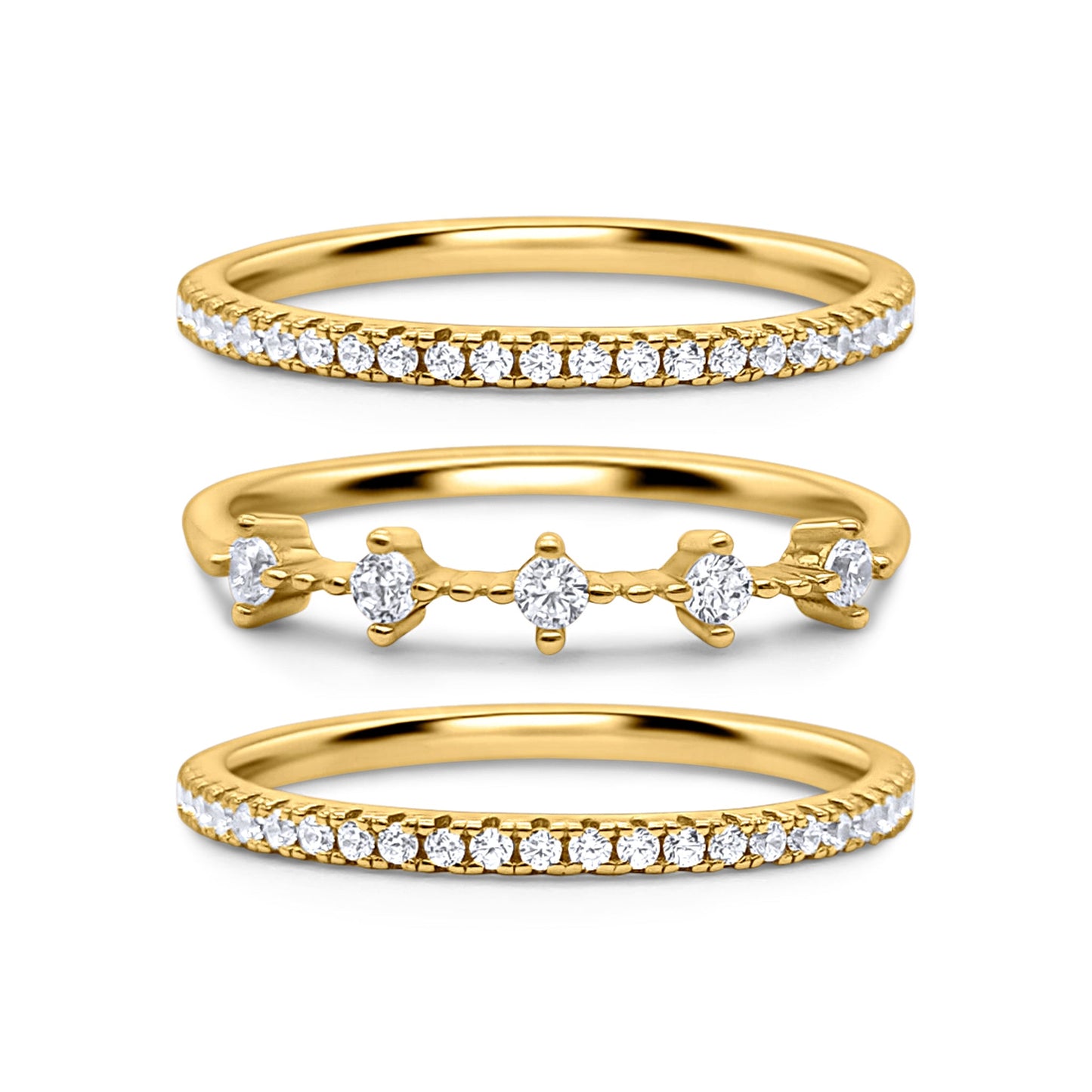 Celeste Stacking Ring Set in Gold by Vianne Jewellery