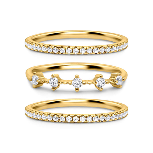 Celeste Stacking Ring Set in Gold by Vianne Jewellery