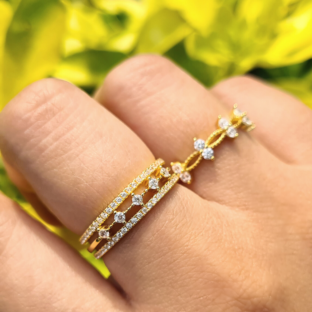 Celeste Stacking Ring Set in Gold by Vianne Jewellery