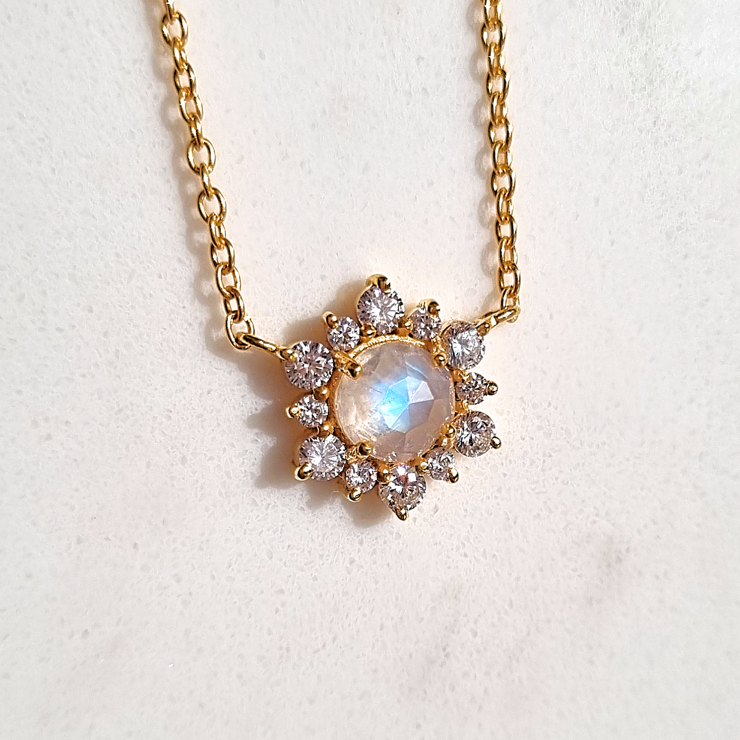Rainbow Moonstone Necklace in 18k Gold Vermeil by Vianne Jewellery