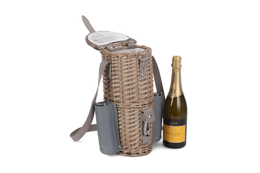 Single Bottle & 2 Champagne Glass Carrier With Shoulder Strap