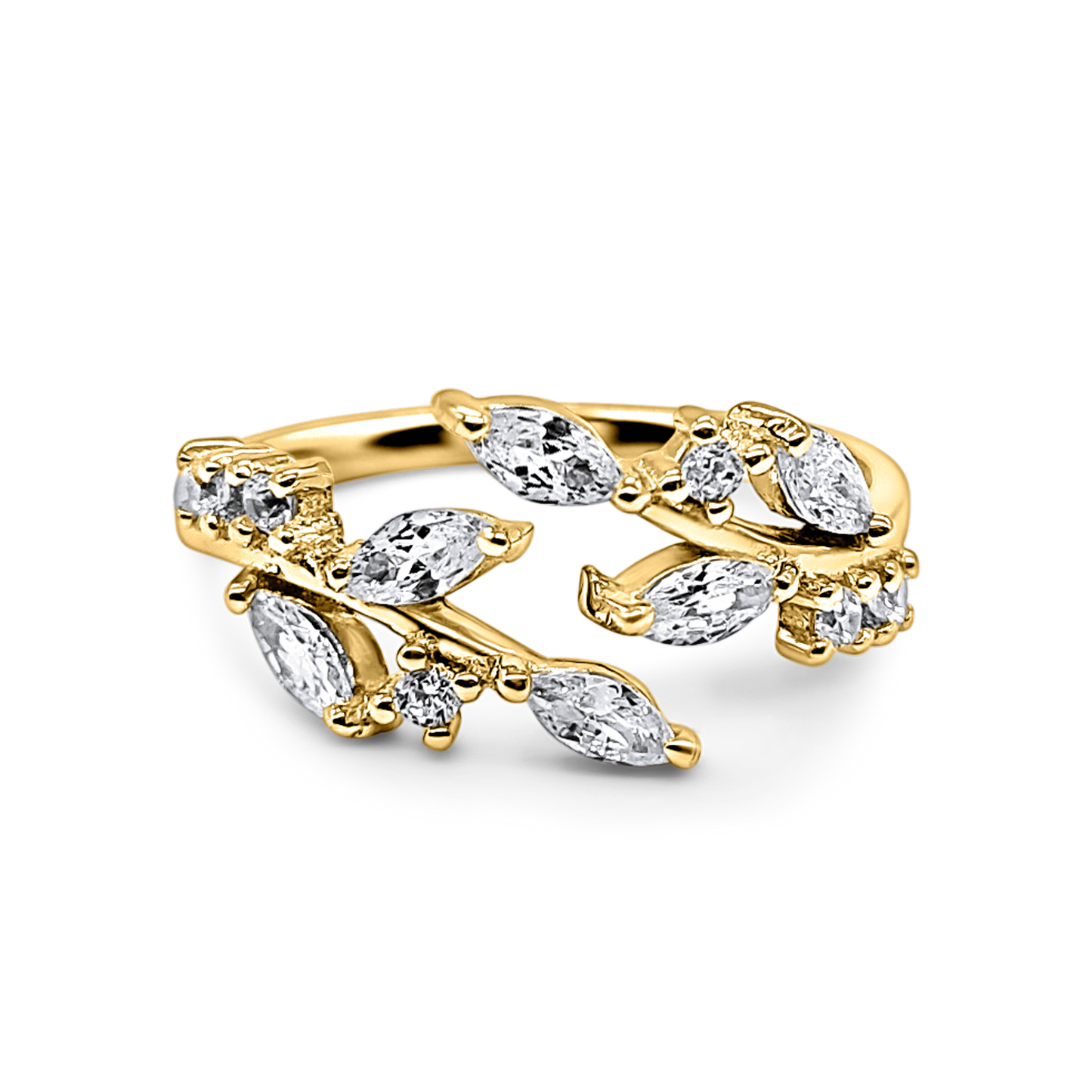 Adjustable Leaf Ring in Gold by Vianne Jewellery