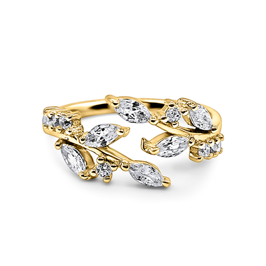 Adjustable Leaf Ring in Gold by Vianne Jewellery