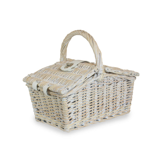Small White Double Lidded Hamper