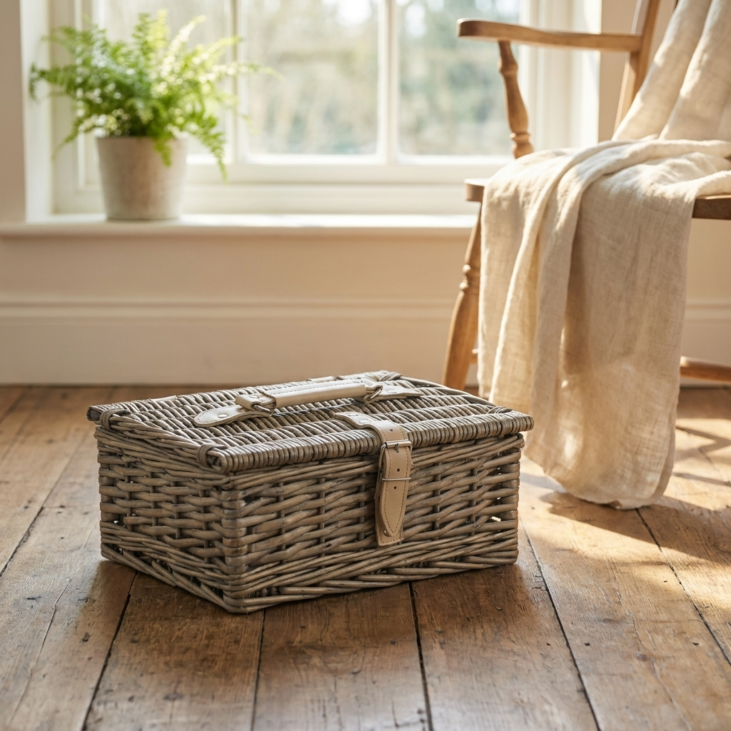 10" Antique Wash Willow Hamper Basket
