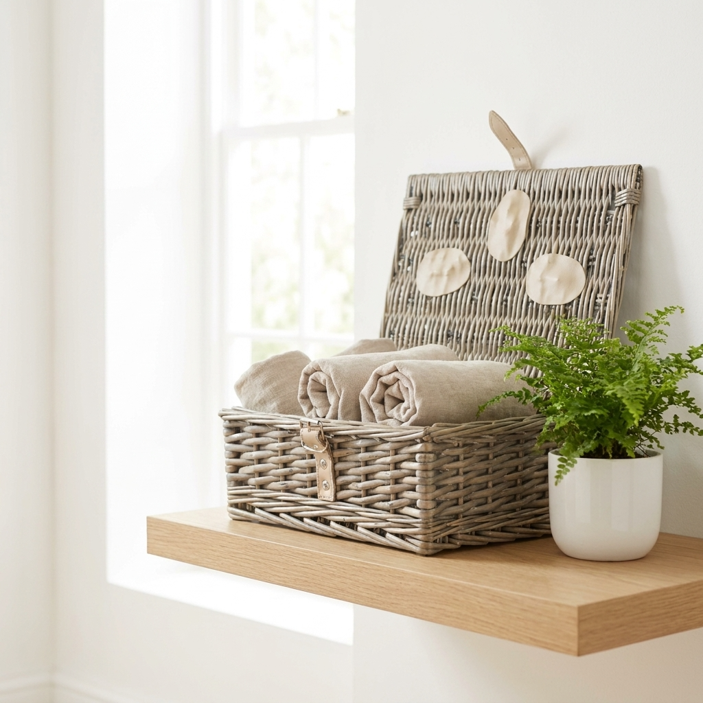 10" Antique Wash Willow Hamper Basket