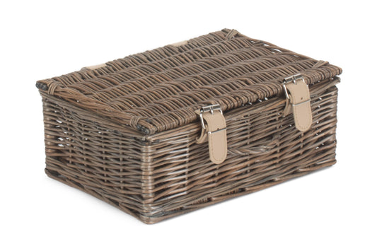 10" Antique Wash Willow Handle Hamper