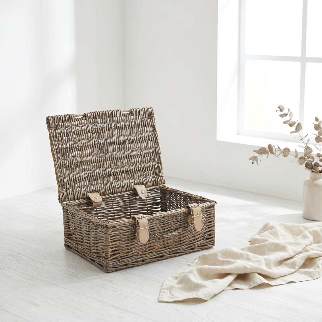 10 Inch Willow Handle Hamper Basket