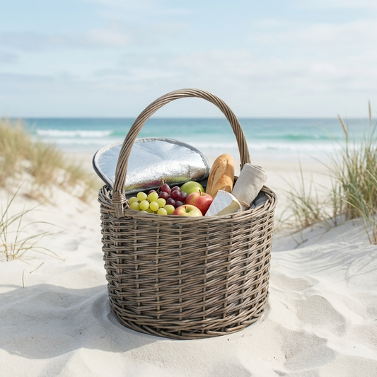 Round Grey Chiller Picnic Basket