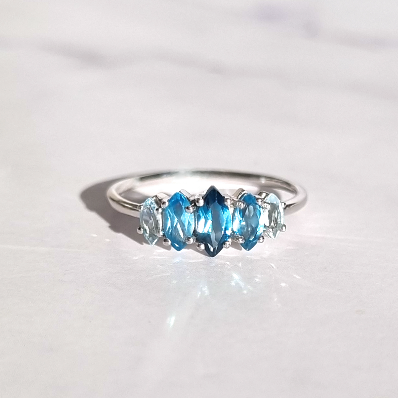 Ombre Blue Topaz Ring in Sterling Silver by Vianne Jewellery