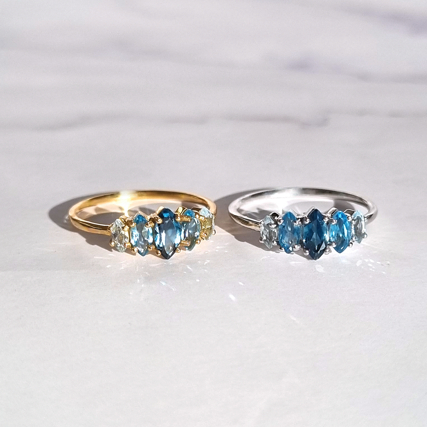 Ombre Blue Topaz Ring in 18k Gold Vermeil by Vianne Jewellery