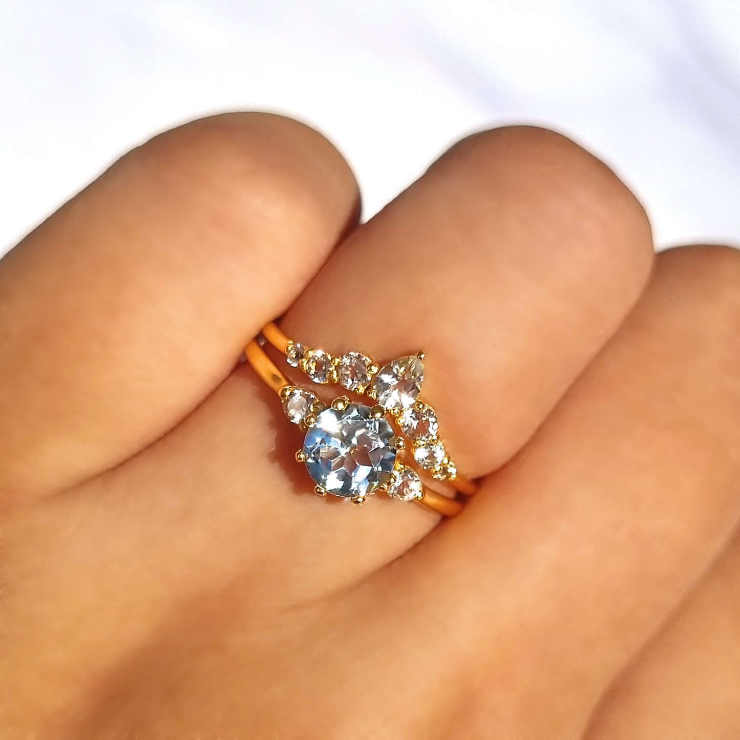 Selene Blue Topaz Ring Set in 18k Gold Vermeil by Vianne Jewellery