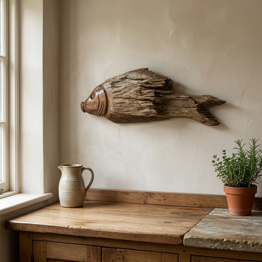 Hand-Carved Driftwood Fish Wall Art – 116.12
