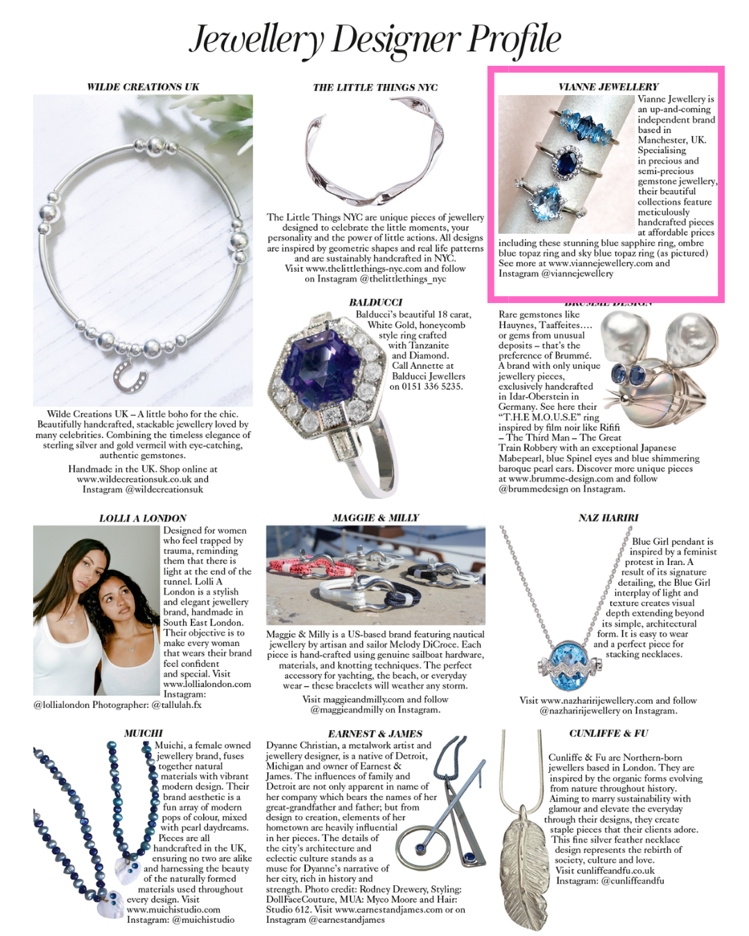 Ombre Blue Topaz Ring in Sterling Silver by Vianne Jewellery