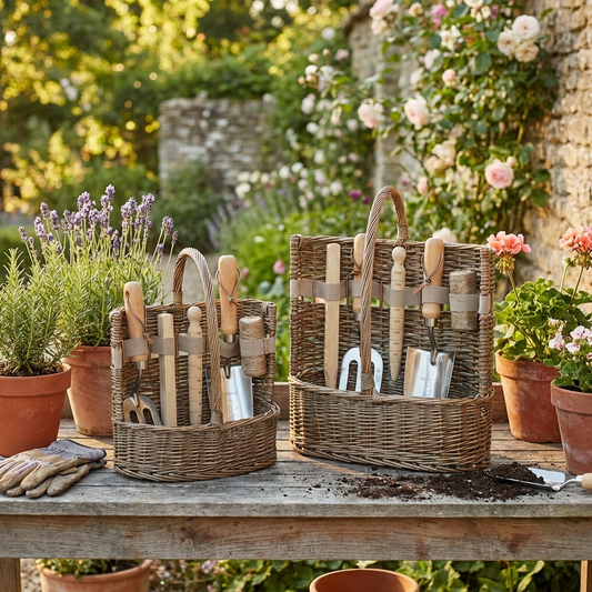 Antique Wash Deluxe Garden Tool Basket – Small or Large Sizes