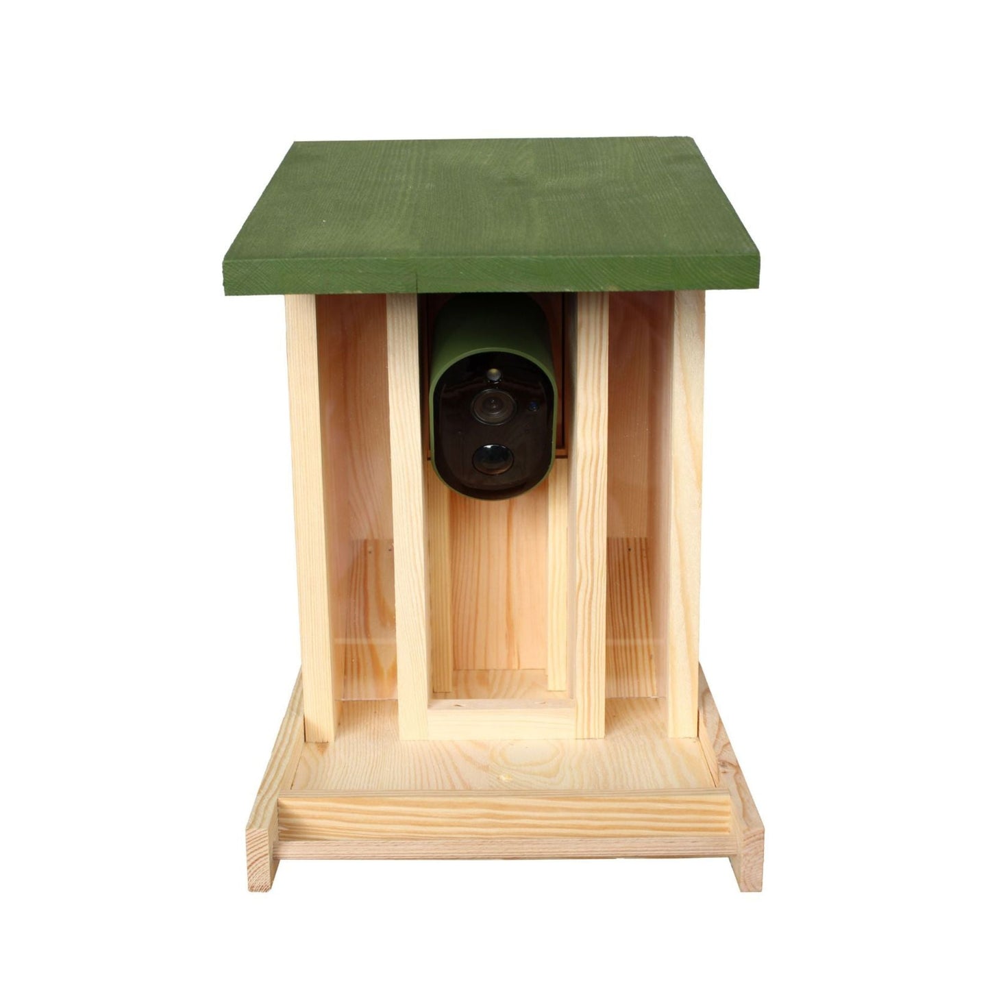 Green Feathers Solar Powered WiFi Camera Wooden Bird Feeder Kit