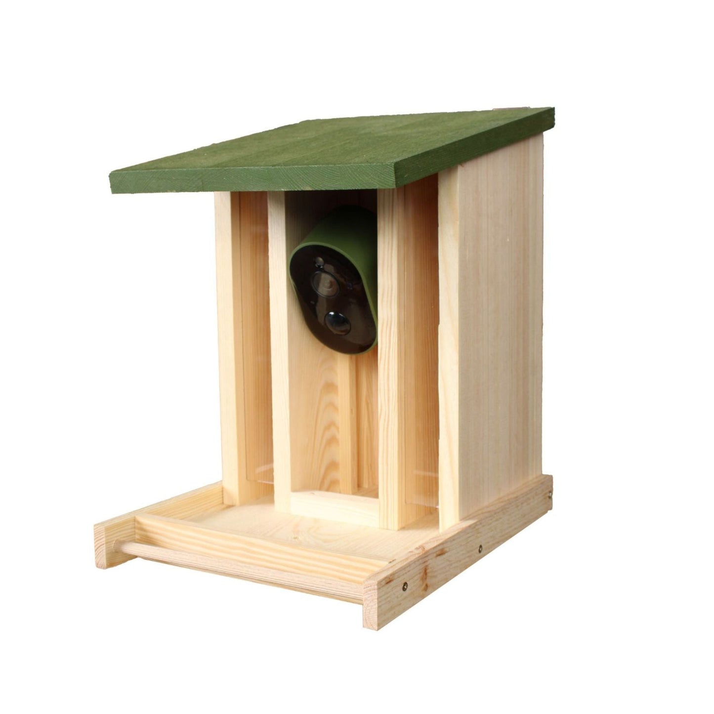 Green Feathers Solar Powered WiFi Camera Wooden Bird Feeder Kit