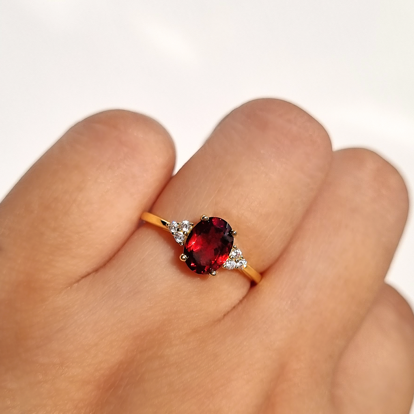 Garnet Ring in 18k Gold Vermeil by Vianne Jewellery