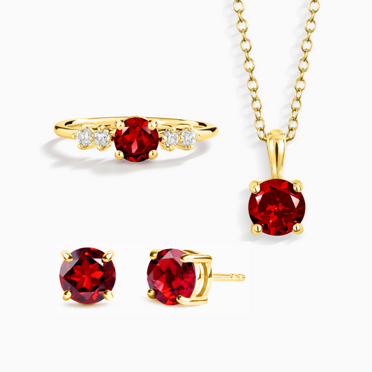 Garnet Everyday Jewellery Gift Set in 18k Gold Vermeil by Vianne Jewellery