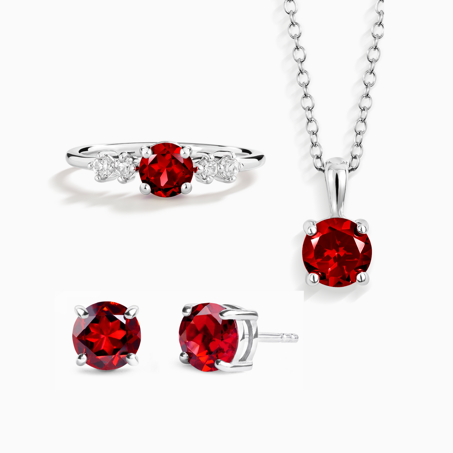 Garnet Everyday Jewellery Gift Set in Sterling Silver by Vianne Jewellery