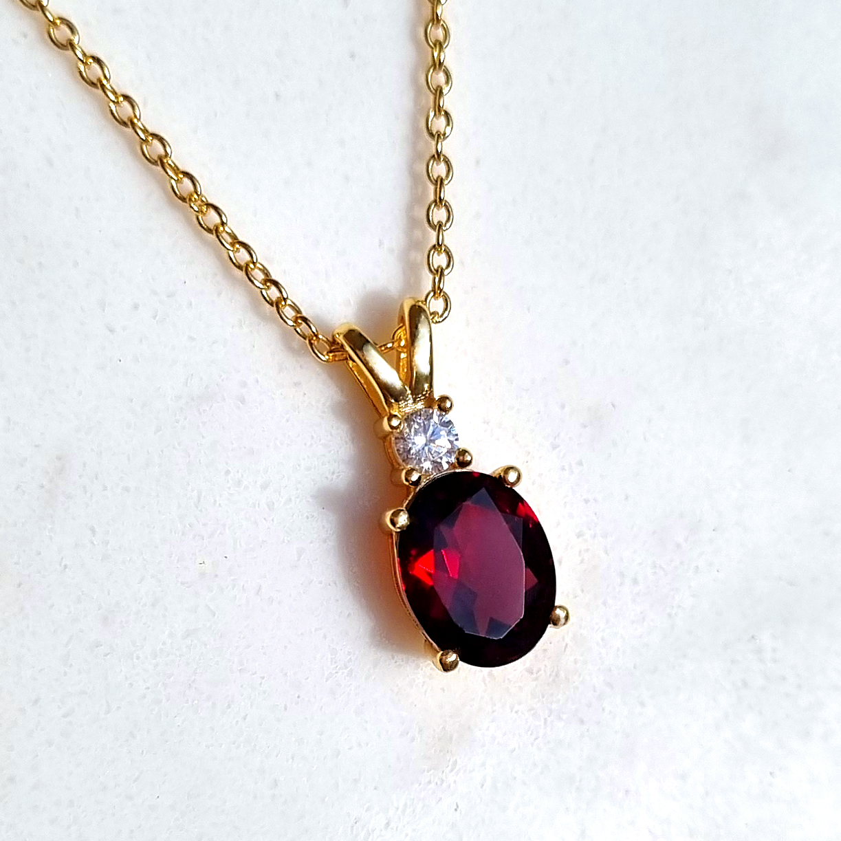 Garnet Pendant Necklace in 18k Gold Vermeil by Vianne Jewellery