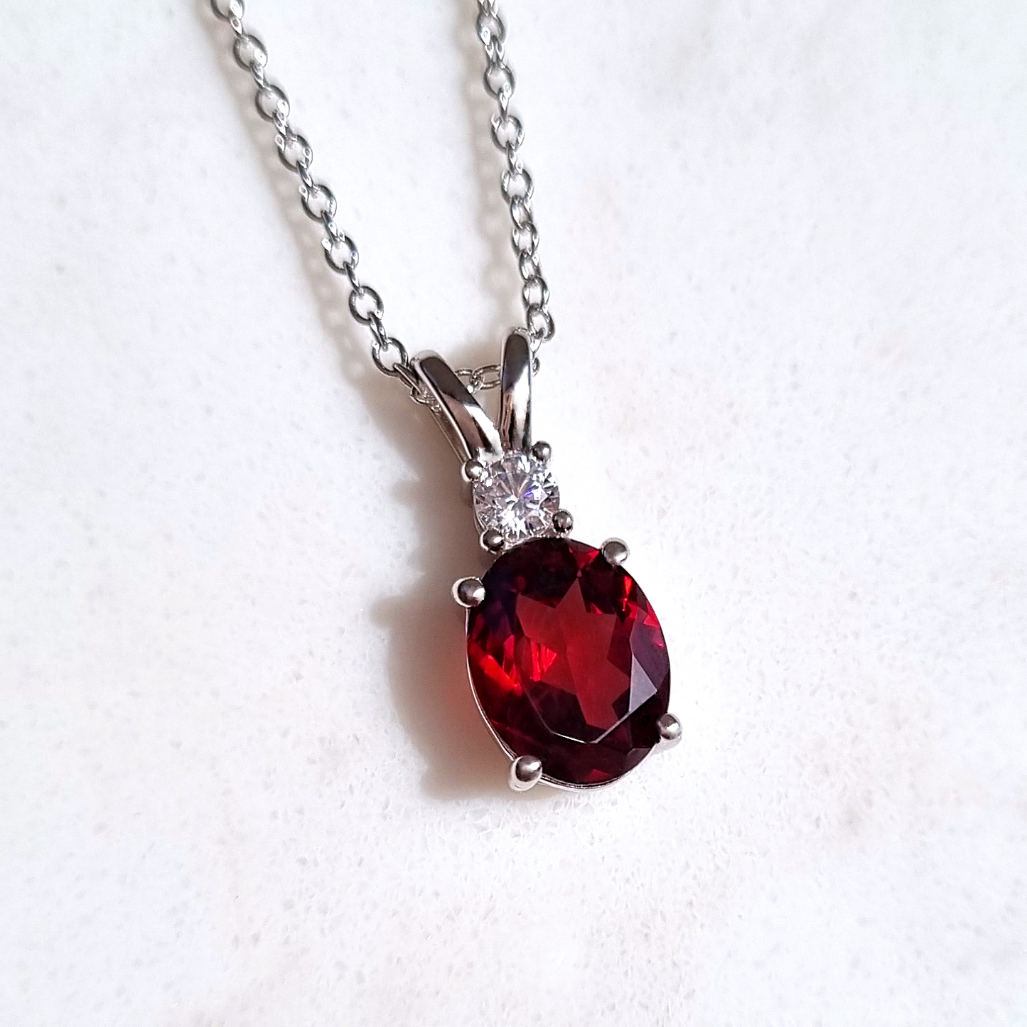 Garnet Pendant Necklace in Sterling Silver by Vianne Jewellery