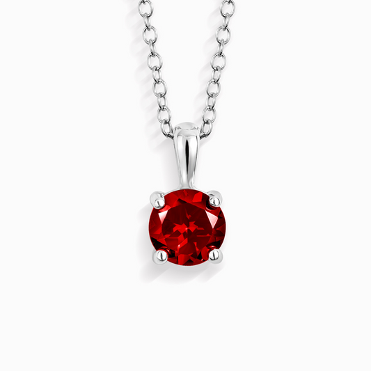 Garnet Solitaire Pendant Necklace in Sterling Silver by Vianne Jewellery