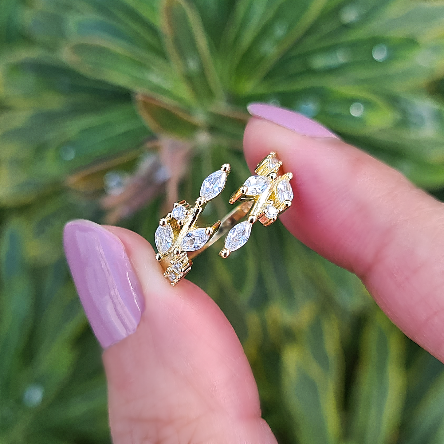 Adjustable Leaf Ring in Gold by Vianne Jewellery