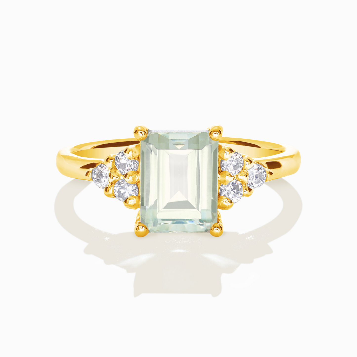 Green Amethyst Emerald Cut Ring in 18k Gold Vermeil by Vianne Jewellery