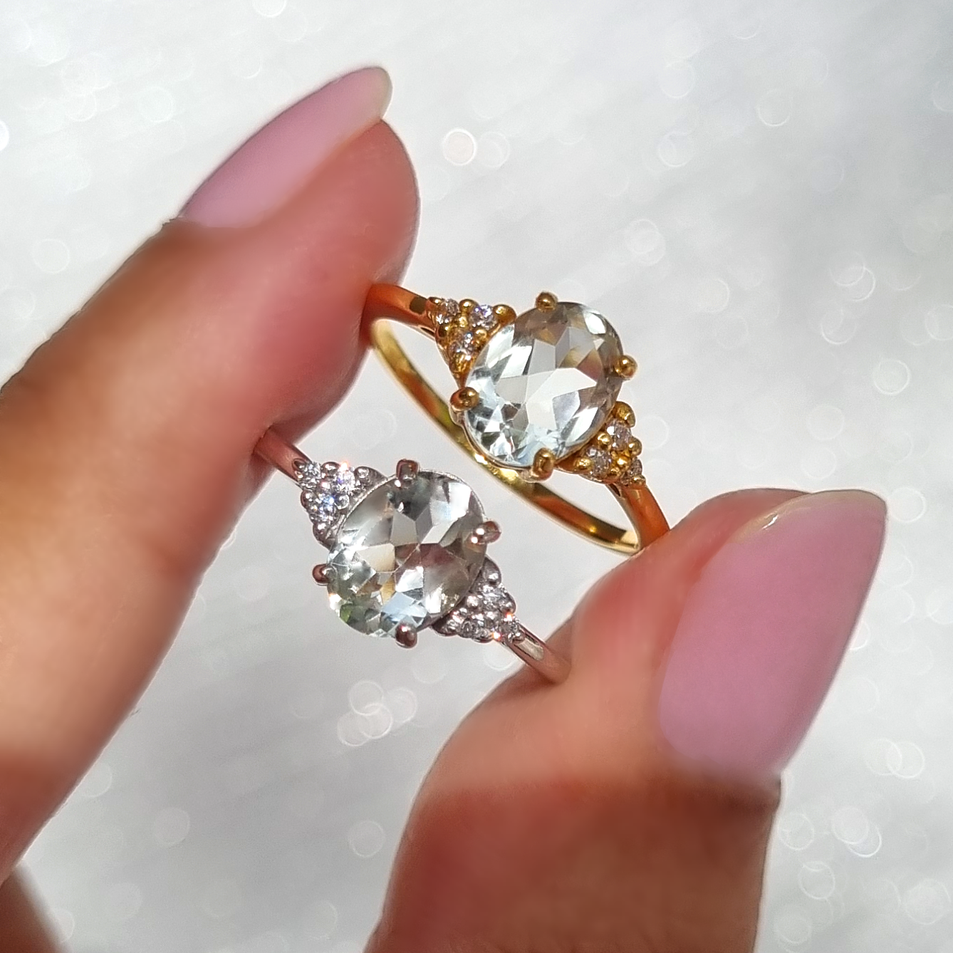 Green Amethyst Ring in Sterling Silver by Vianne Jewellery