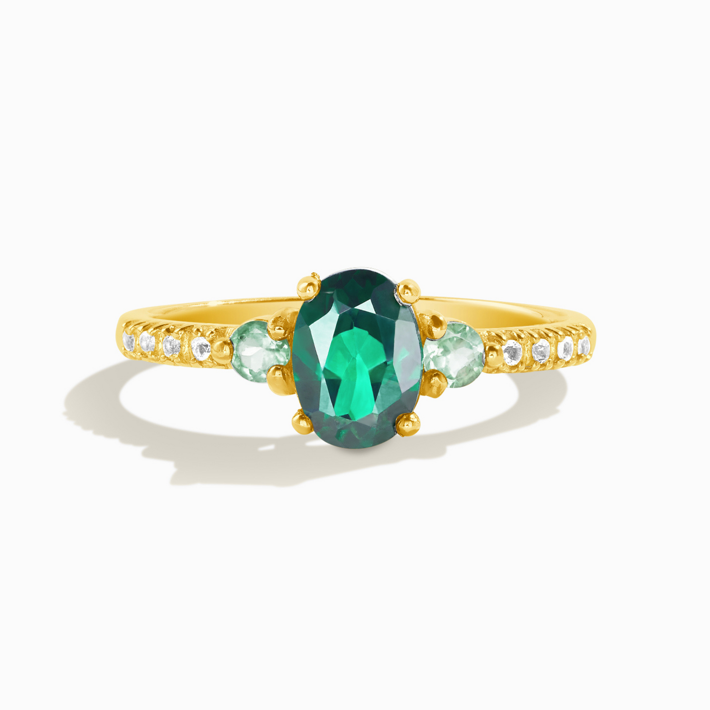 Green Topaz and Green Tourmaline Ring in 18k Gold Vermeil by Vianne Jewellery