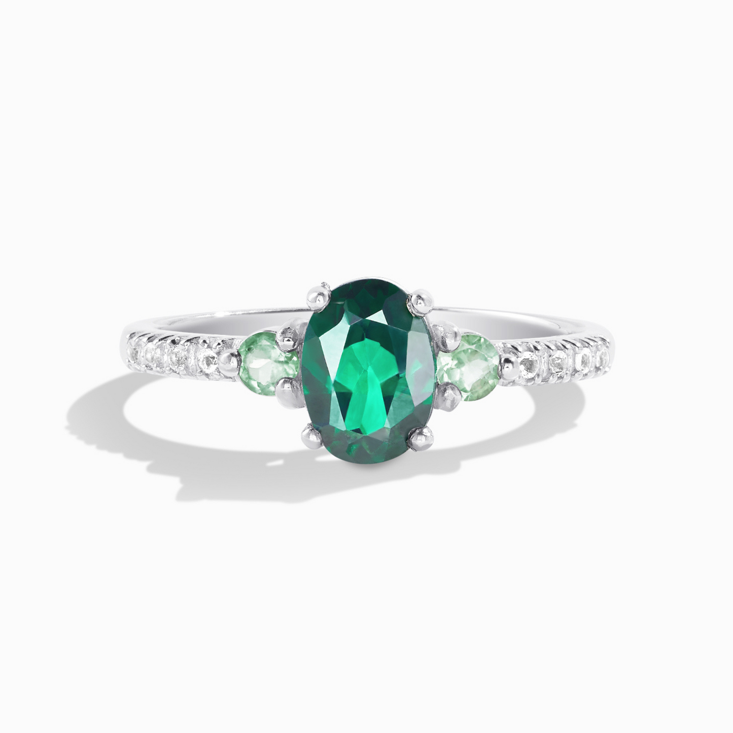 Green Topaz and Green Tourmaline Ring in Sterling Silver by Vianne Jewellery