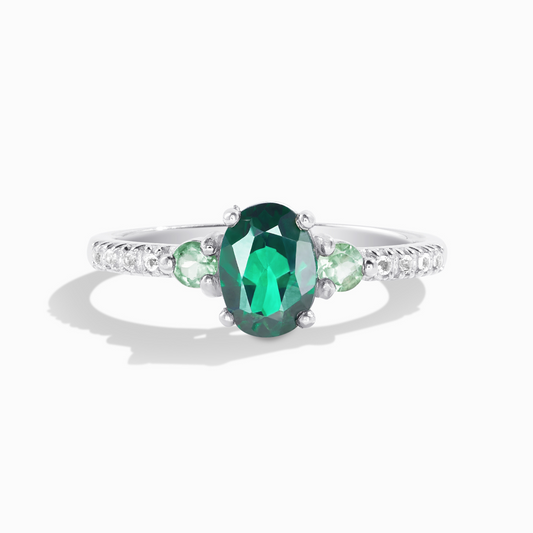 Green Topaz and Green Tourmaline Ring in Sterling Silver by Vianne Jewellery