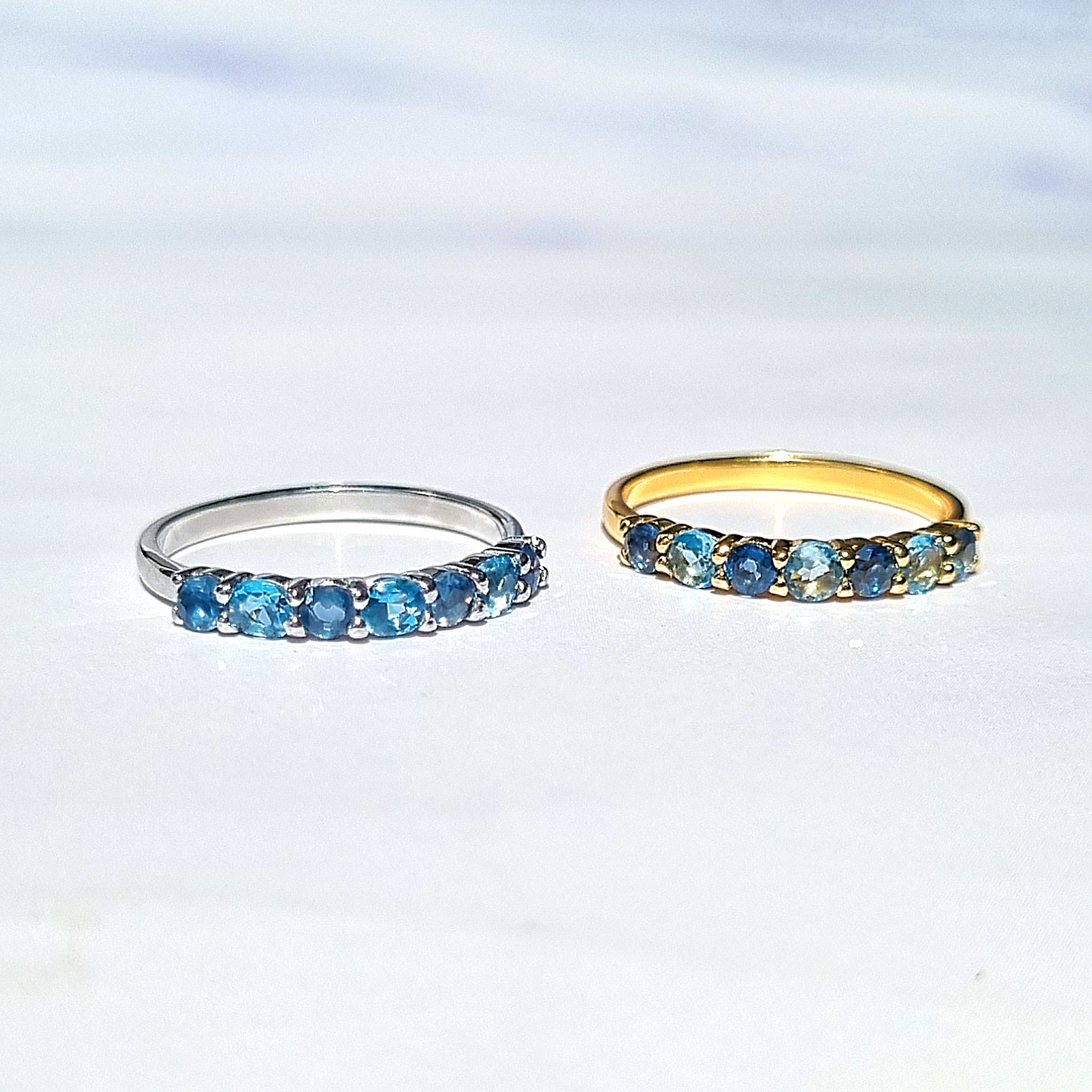 Blue Sapphire & Blue Topaz Half Eternity Band in 18K Gold Vermeil by Vianne Jewellery