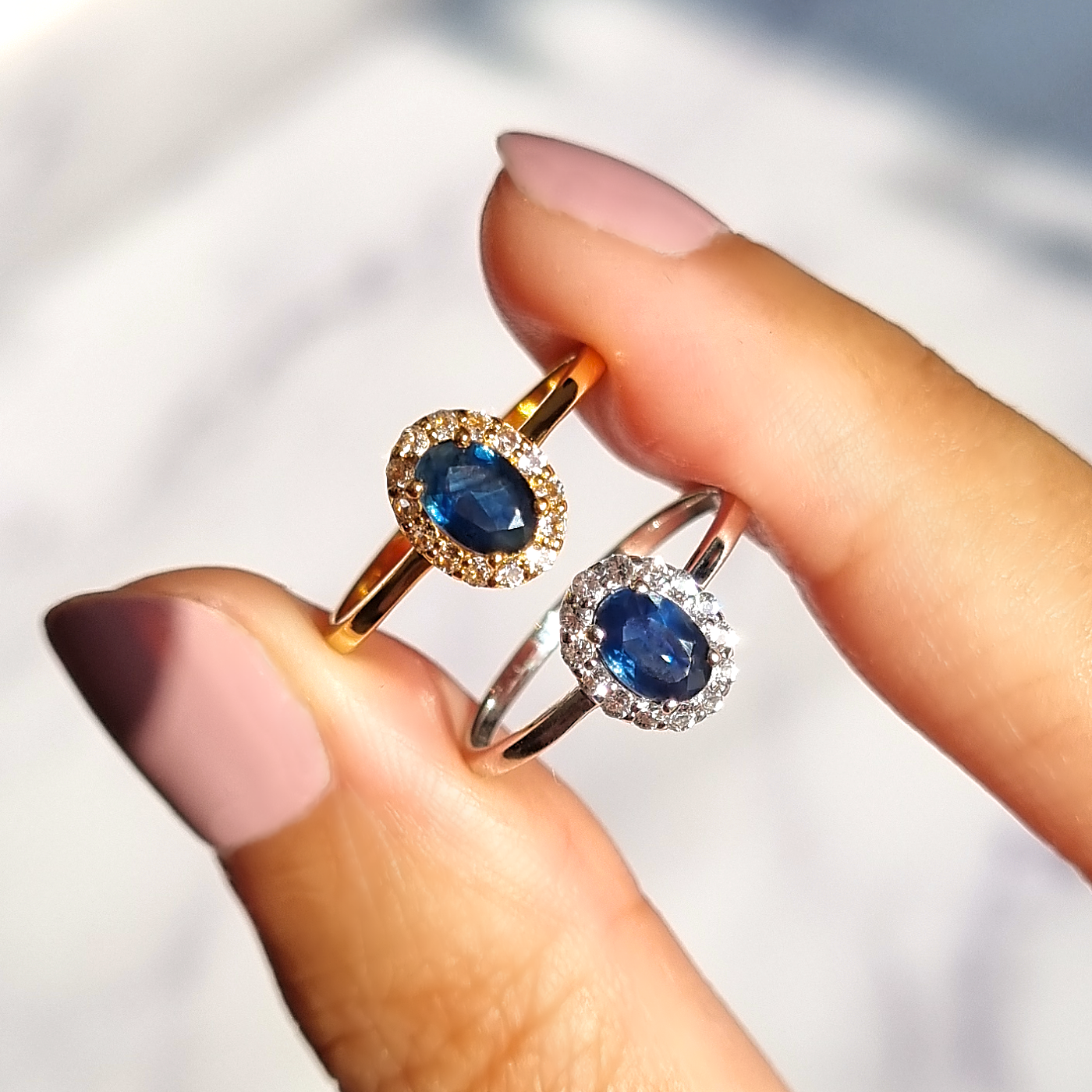Blue Sapphire Ring in 18k Gold Vermeil by Vianne Jewellery