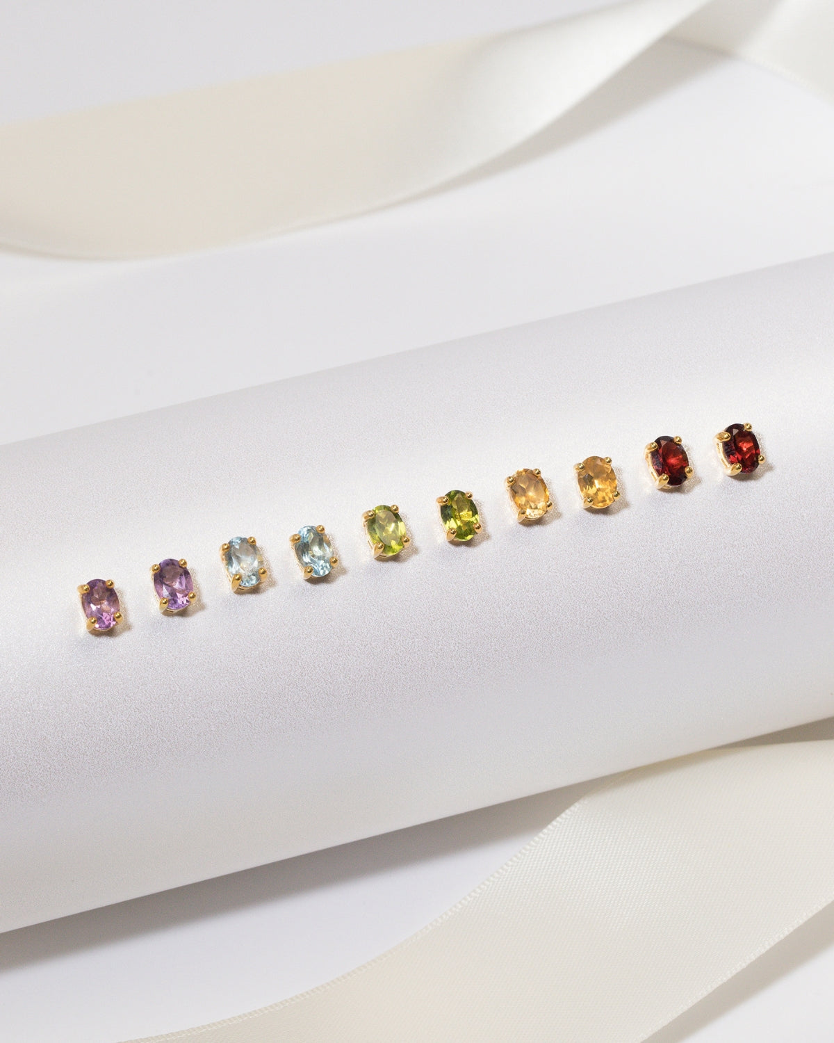 Peridot Oval Stud Earrings in 18k Gold Vermeil by Vianne Jewellery